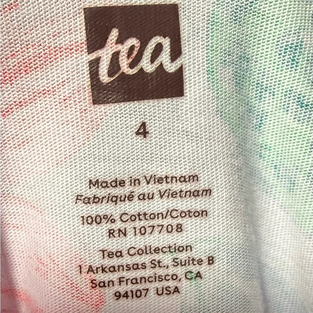 Tea Girls' Floral Drawstring Dress - Mint & Coral